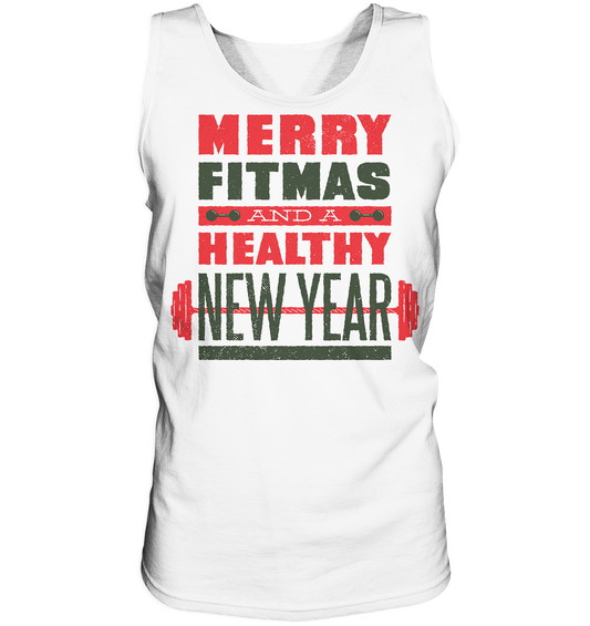 Christmas design, Gym, Merry Fitmas and a Healthy New Year - tank top