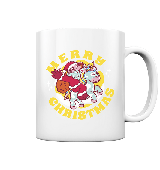 Santa Claus riding a unicorn, Santa Claus Unicorn, Merry Christmas - cup glossy