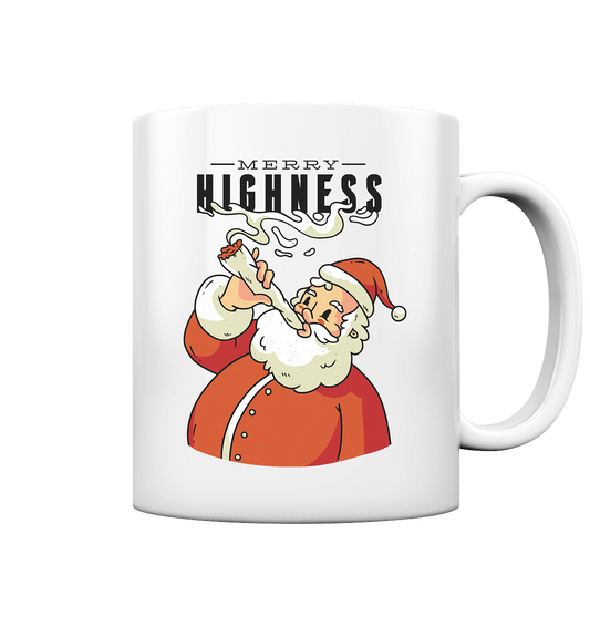 Weihnachten Kiffender Weihnachtsmann Nikolaus Merry Highness - Tasse glossy