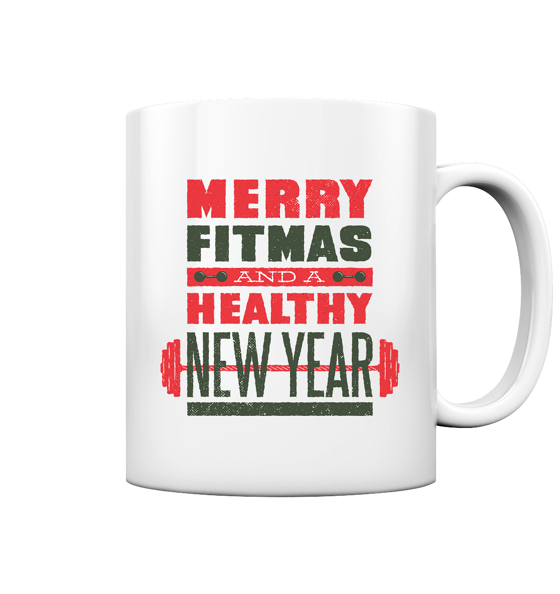 Weihnachtliches Design, Gym, Merry Fitmas and a Healthy New Year - Tasse glossy