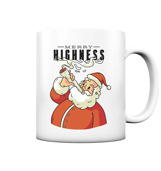 Weihnachten Kiffender Weihnachtsmann Nikolaus Merry Highness - Tasse matt