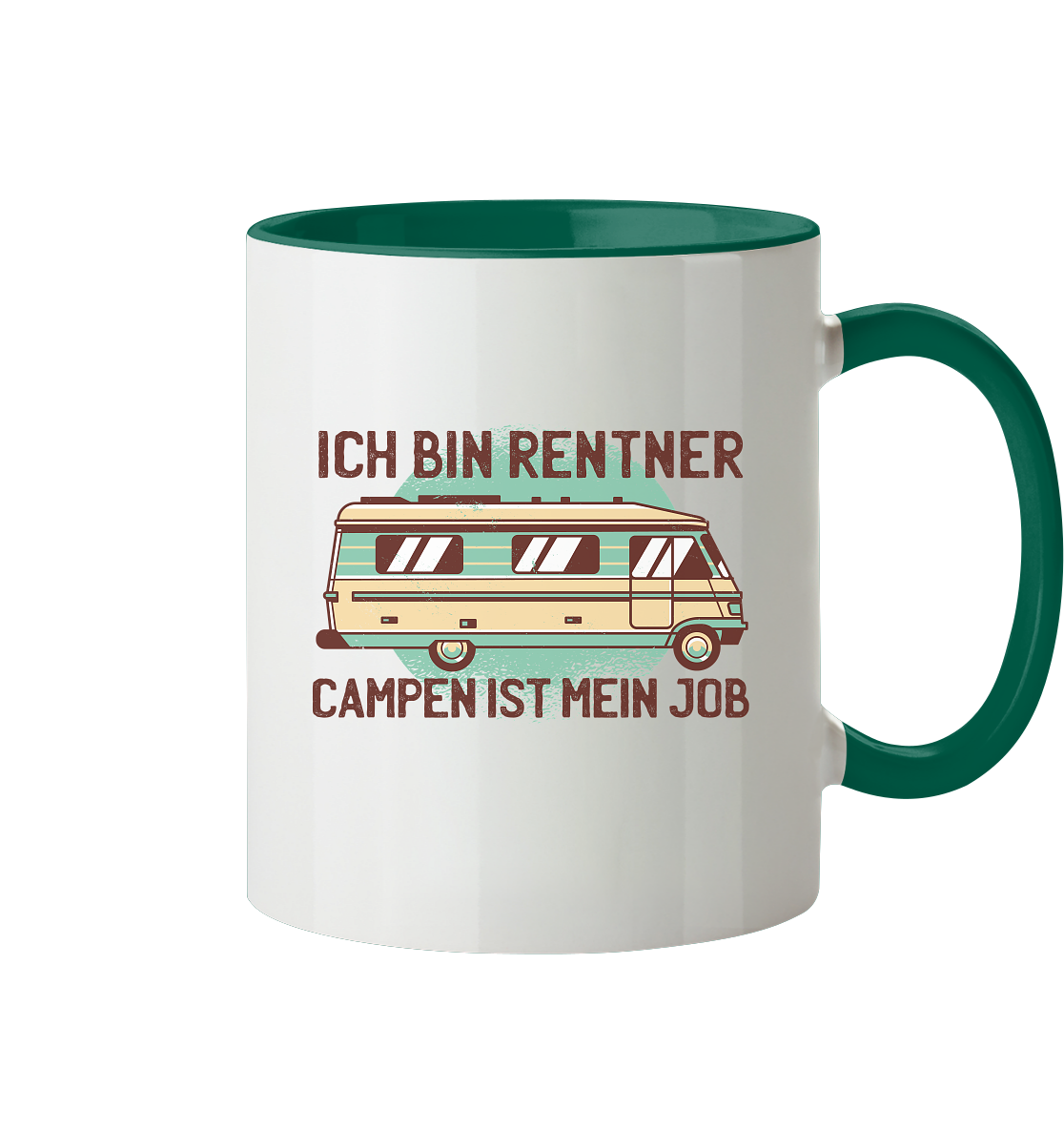 Tasse mit Spruch Ich bin Rentner campen ist mein Job - Tasse zweifarbig - Online Kaufhaus München