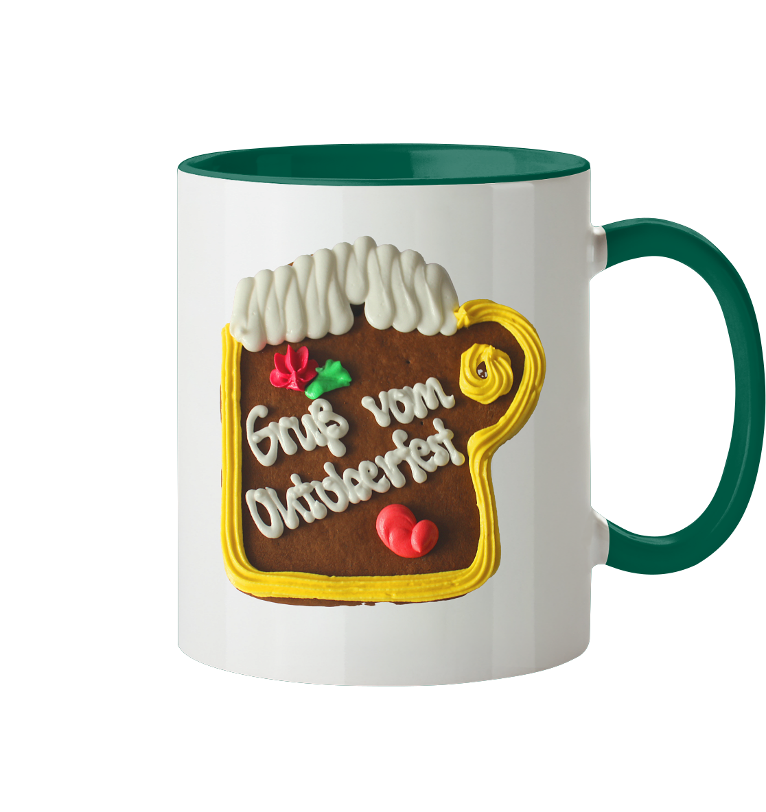 Gingerbread mug greeting from Oktoberfest, autumn festival, folk festival - two-tone cup