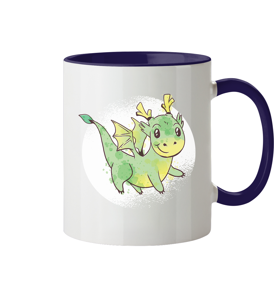 Kleiner grüner Drache ,der Liebling der Kinder - Tasse zweifarbig