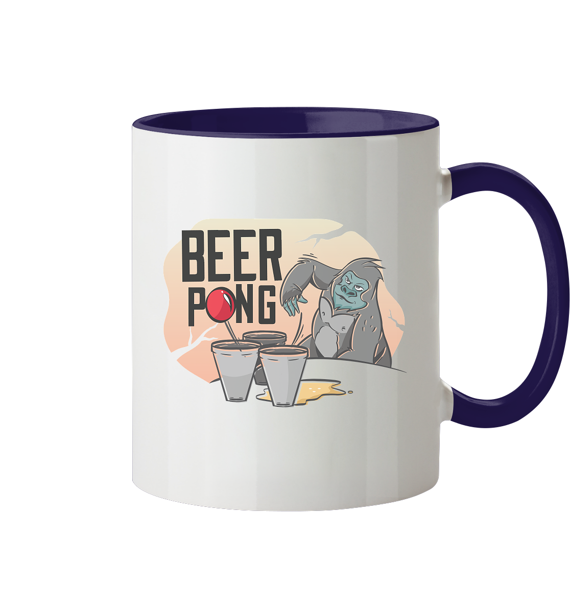 Bier - Beer Pong Gorilla  - Tasse zweifarbig