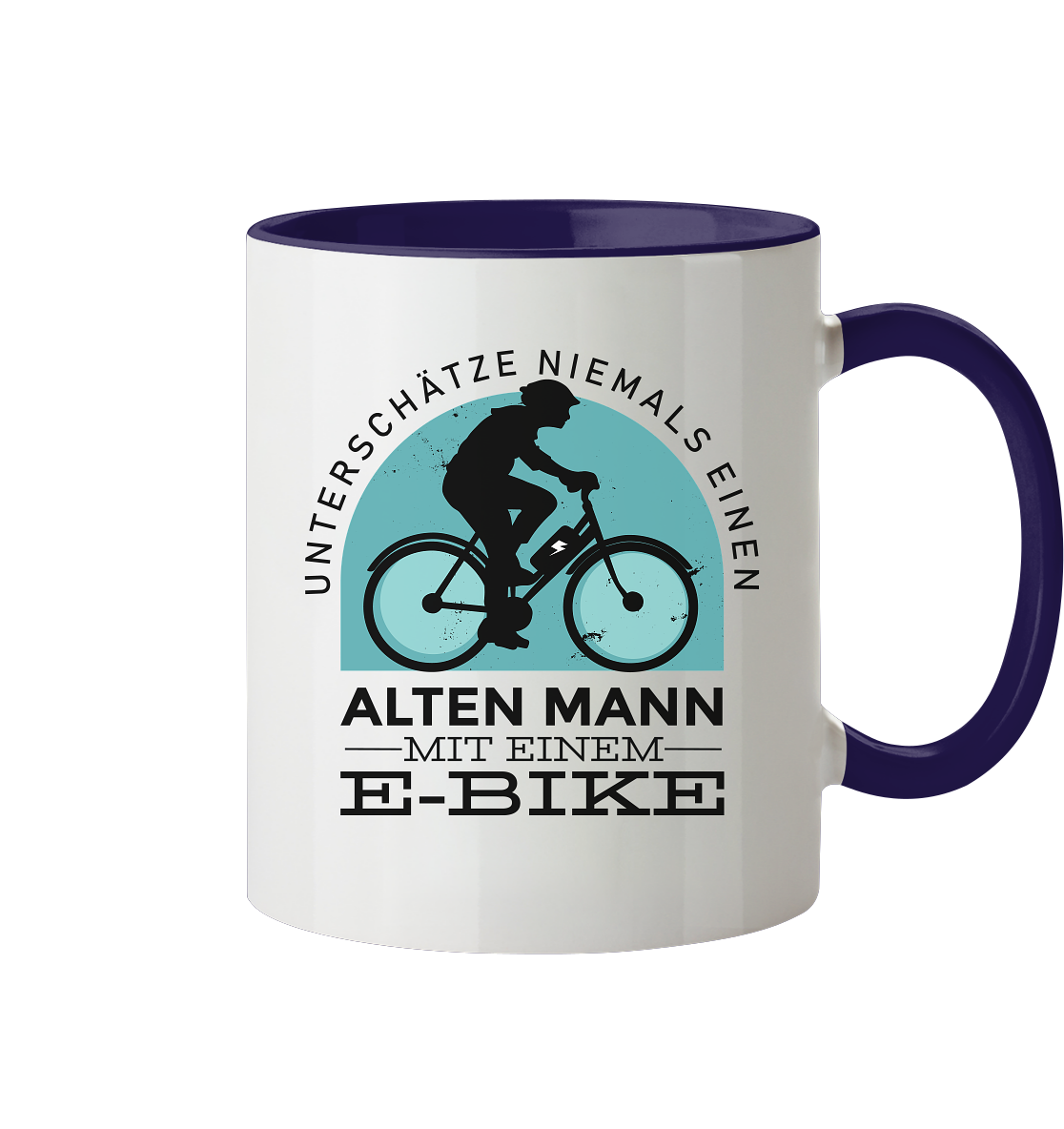 Alten Mann mit einem E-Bike - Tasse zweifarbig