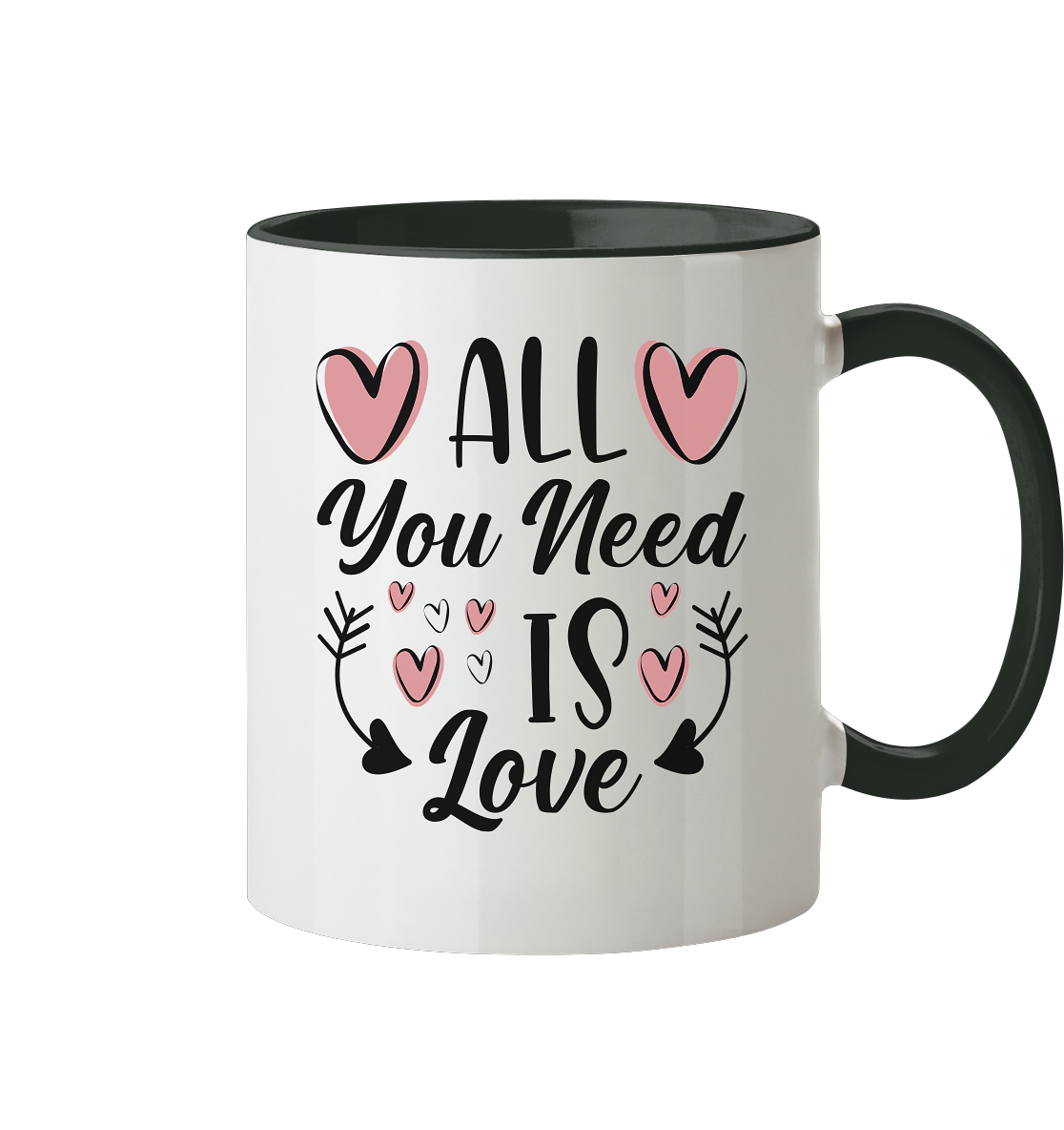 Tasse mit dem Text All you need is love - Tasse zweifarbig - Online Kaufhaus München