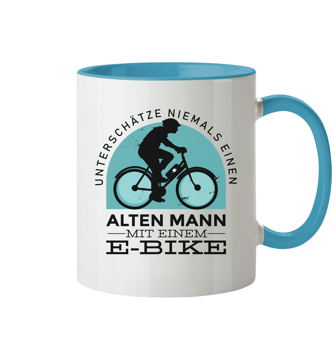 Alten Mann mit einem E-Bike - Tasse zweifarbig