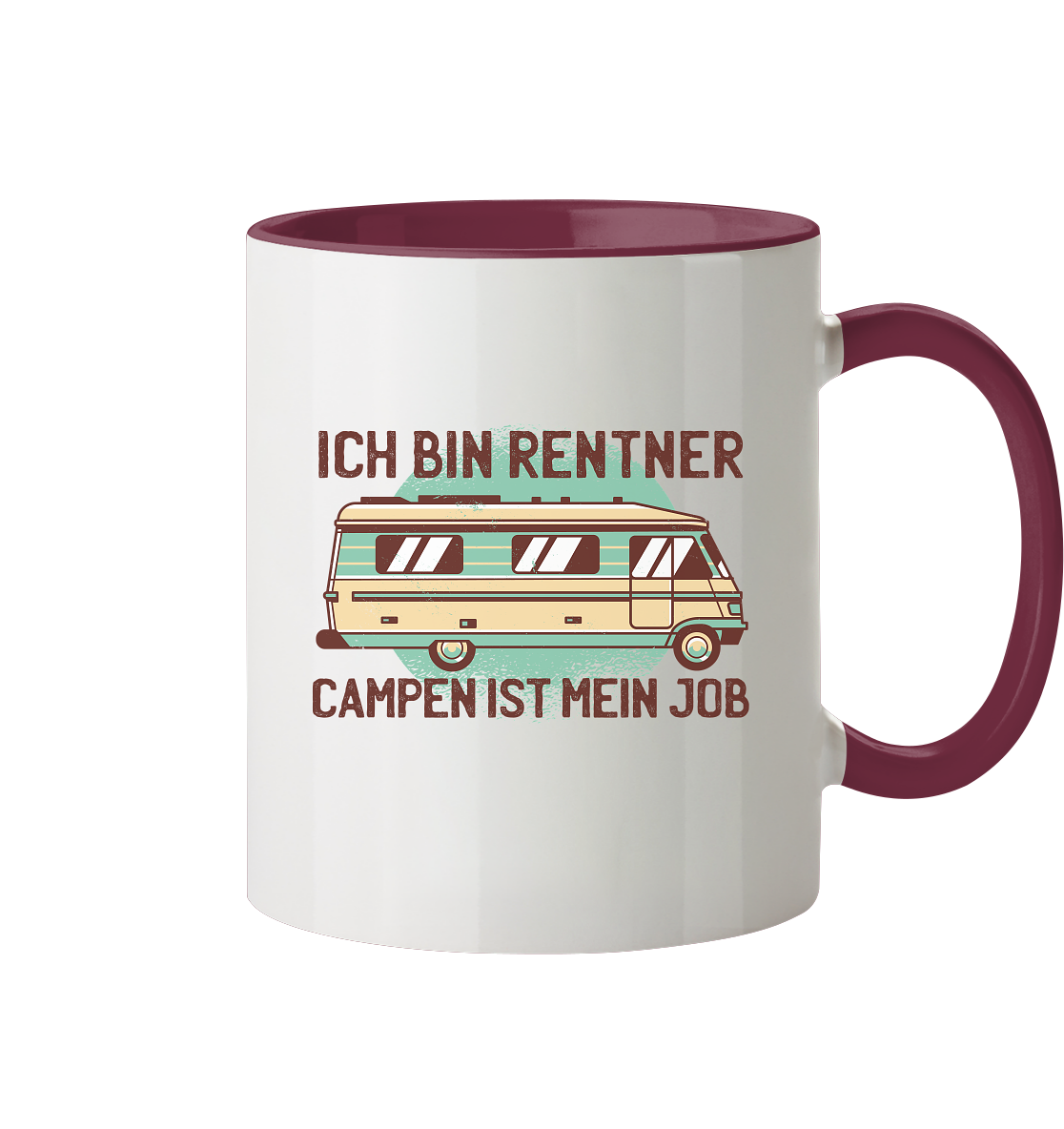 Tasse mit Spruch Ich bin Rentner campen ist mein Job - Tasse zweifarbig - Online Kaufhaus München