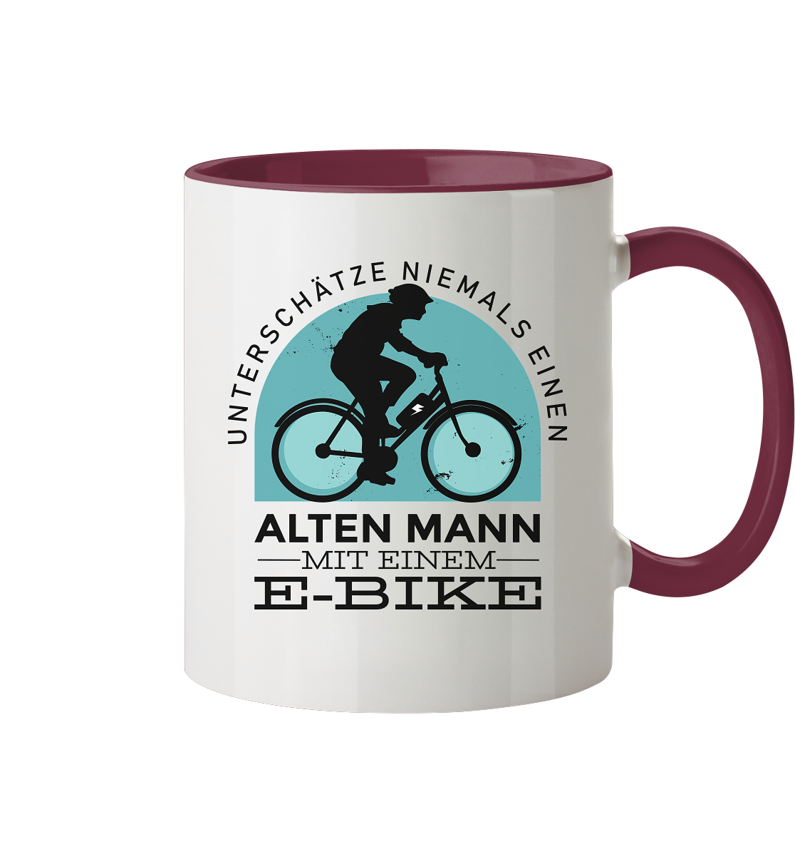 Alten Mann mit einem E-Bike - Tasse zweifarbig