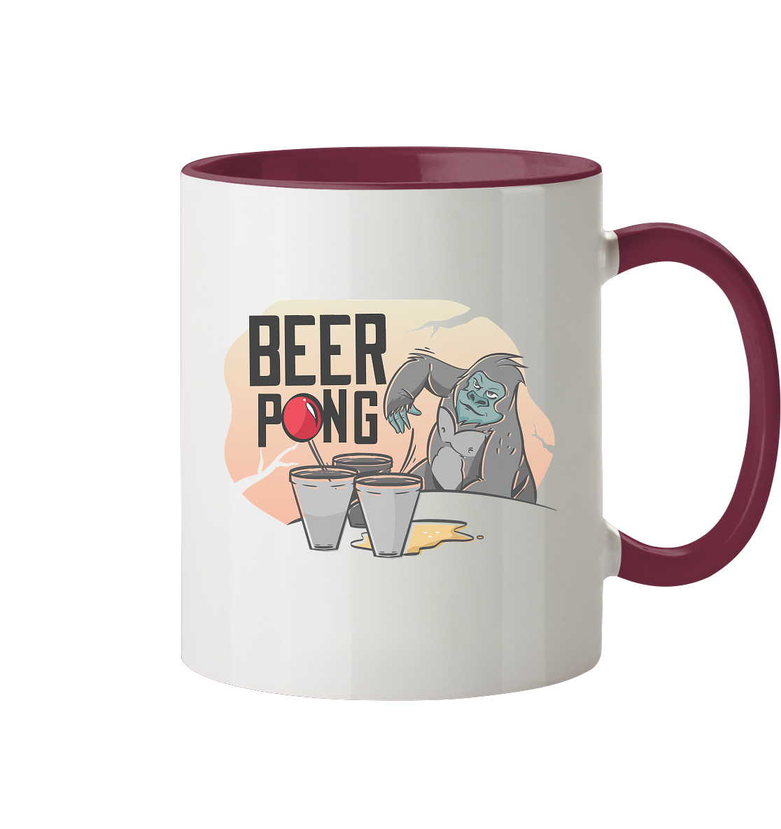 Bier - Beer Pong Gorilla  - Tasse zweifarbig
