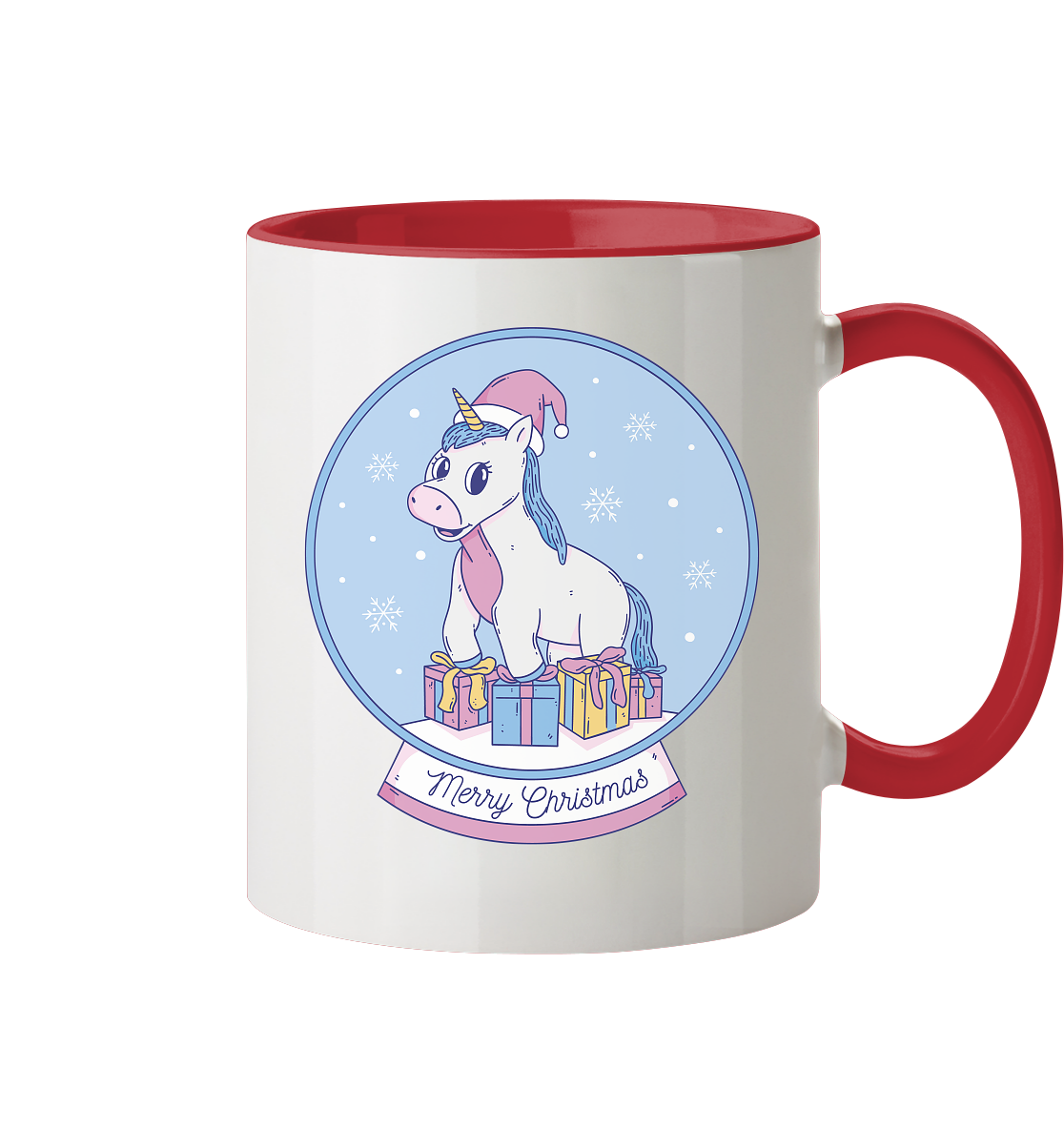 Weihnachten , Weihnachtskugel mit Einhorn , Unicorn Merry Christmas - Tasse zweifarbig