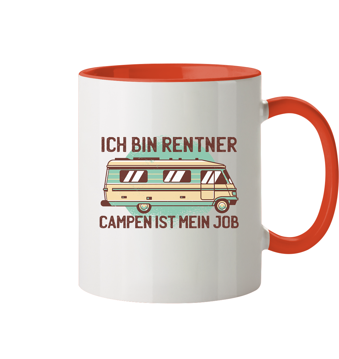 Tasse mit Spruch Ich bin Rentner campen ist mein Job - Tasse zweifarbig - Online Kaufhaus München