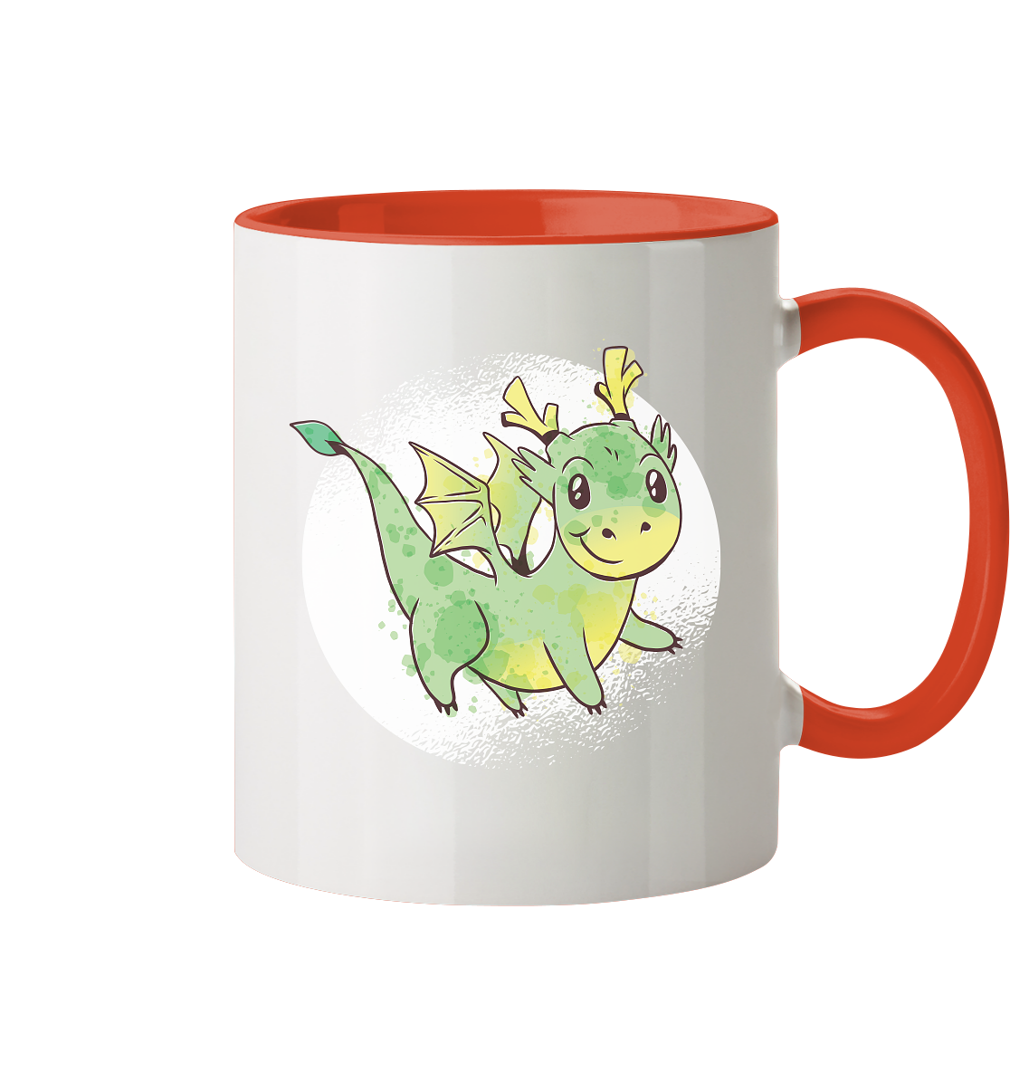 Kleiner grüner Drache ,der Liebling der Kinder - Tasse zweifarbig