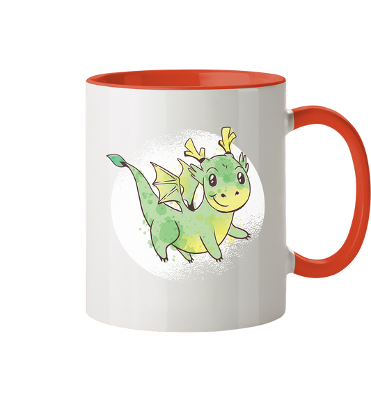Petit dragon vert, le préféré des enfants - tasse bicolore
