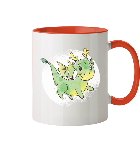 Kleiner grüner Drache ,der Liebling der Kinder - Tasse zweifarbig