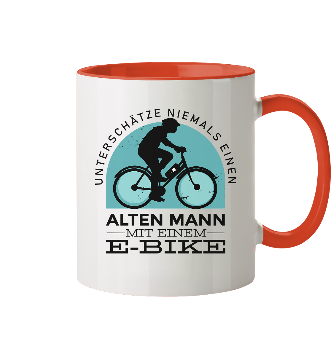 Alten Mann mit einem E-Bike - Tasse zweifarbig