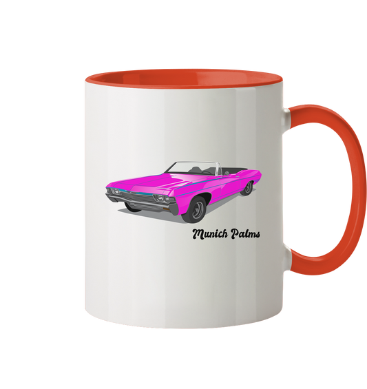 Pink Retro Classic Car Oldtimer, Car, Convertible by Munich Palms - two-tone mug