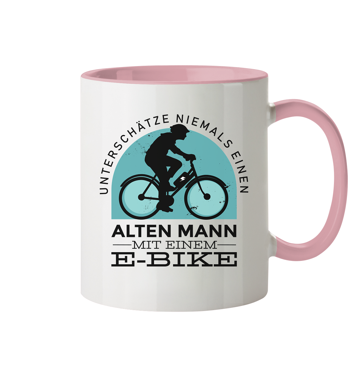 Alten Mann mit einem E-Bike - Tasse zweifarbig