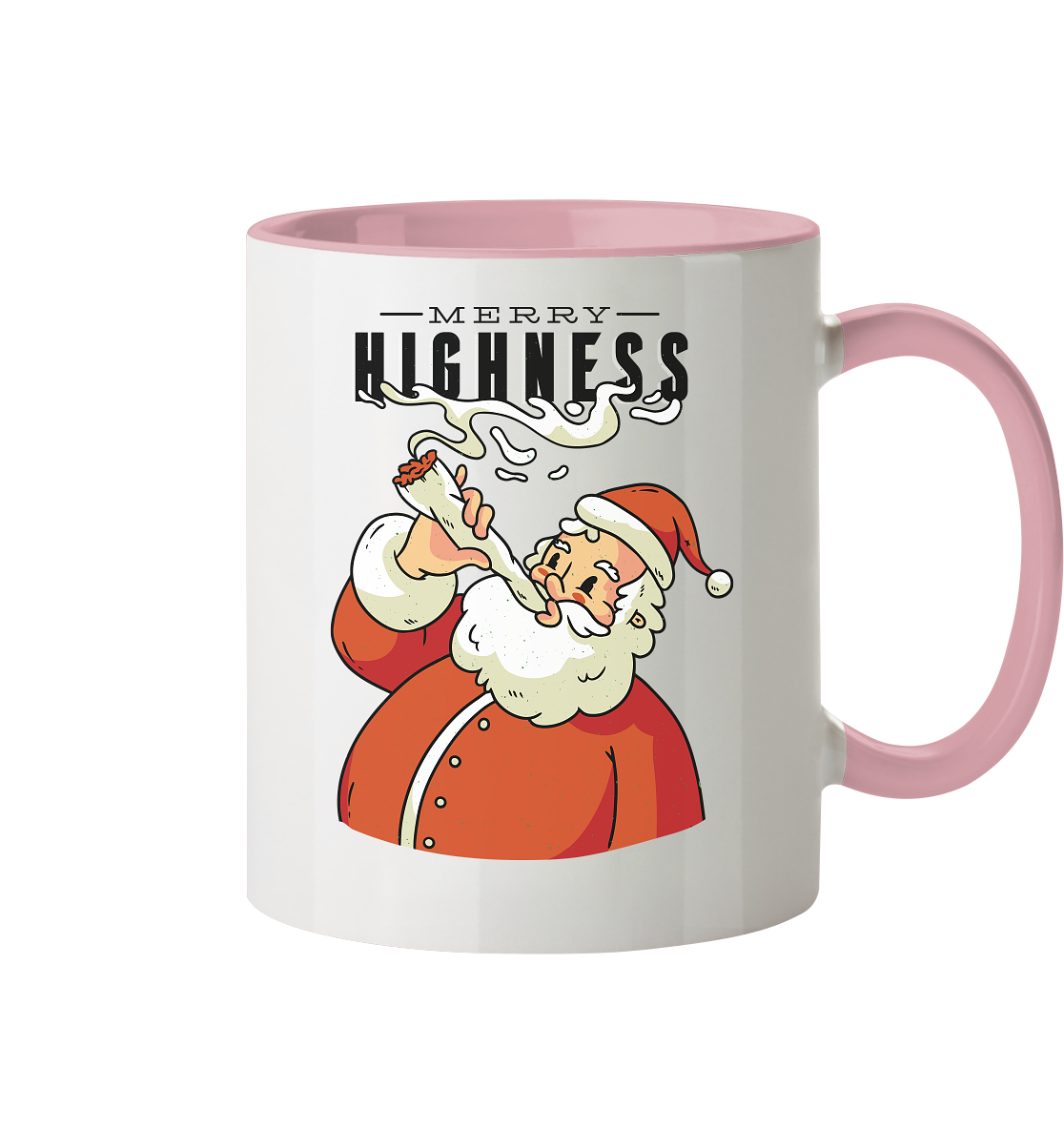 Weihnachten Kiffender Weihnachtsmann Nikolaus Merry Highness - Tasse zweifarbig