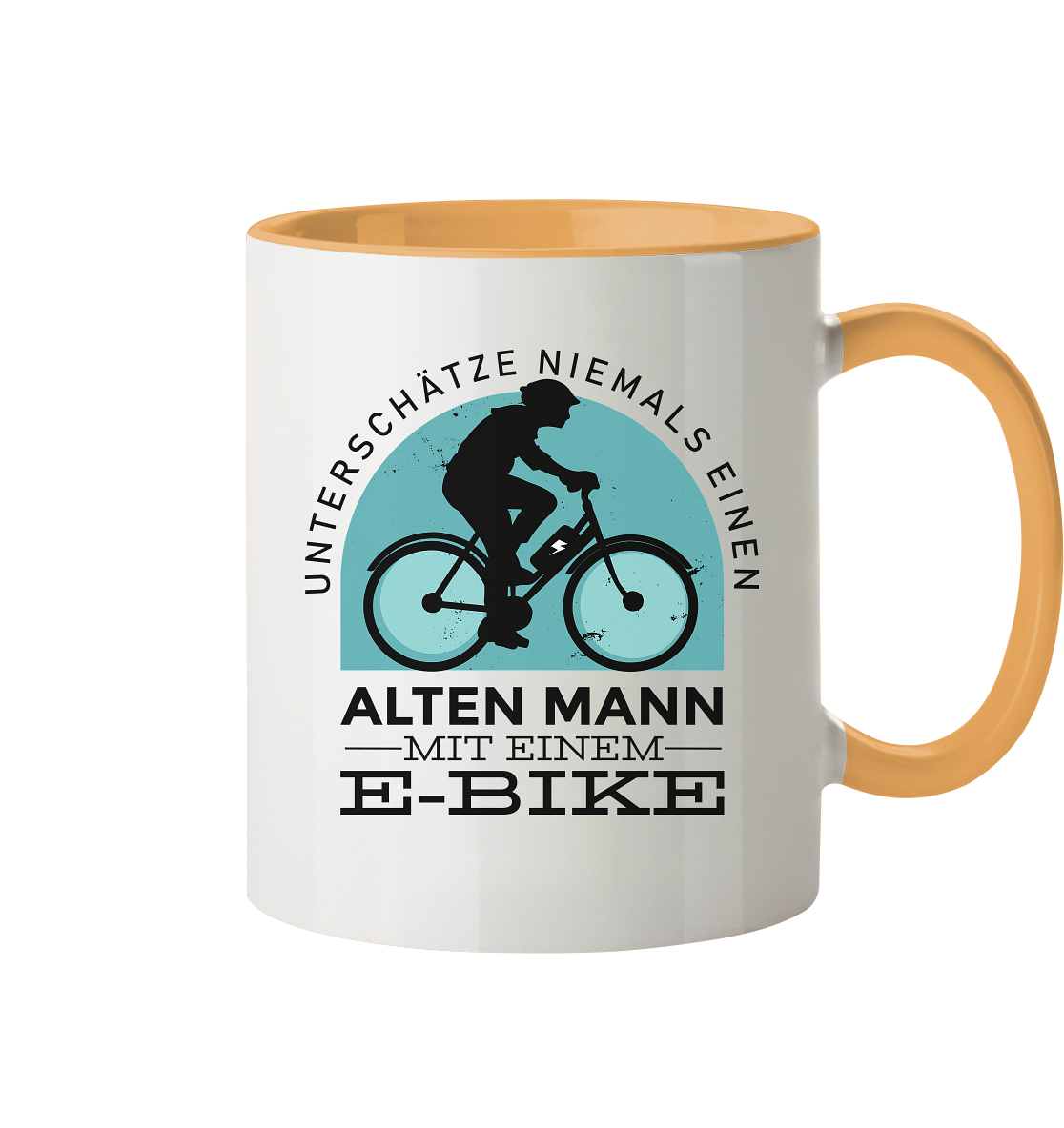 Alten Mann mit einem E-Bike - Tasse zweifarbig