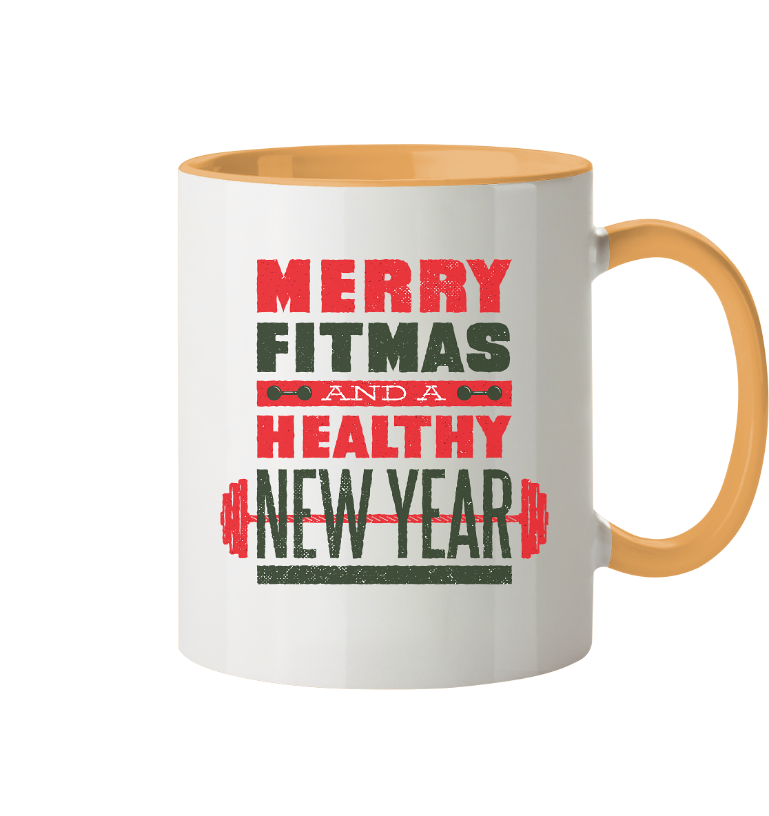 Weihnachtliches Design, Gym, Merry Fitmas and a Healthy New Year - Tasse zweifarbig
