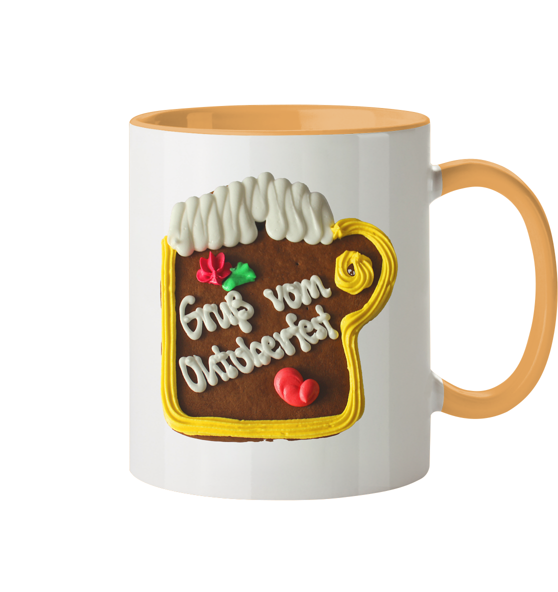 Gingerbread mug greeting from Oktoberfest, autumn festival, folk festival - two-tone cup