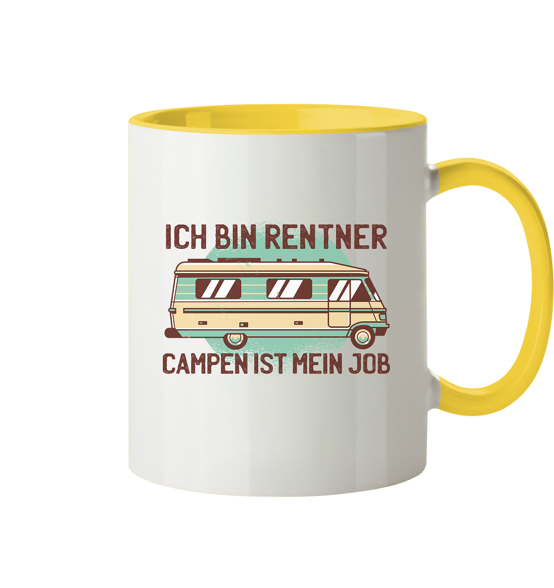 Tasse mit Spruch Ich bin Rentner campen ist mein Job - Tasse zweifarbig - Online Kaufhaus München