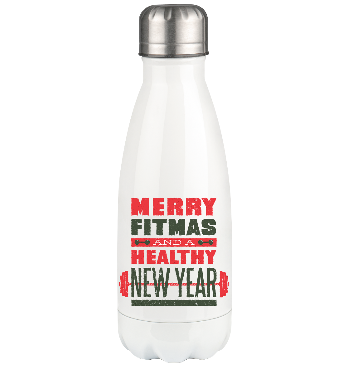 Weihnachtliches Design, Gym, Merry Fitmas and a Healthy New Year - Thermoflasche 350ml
