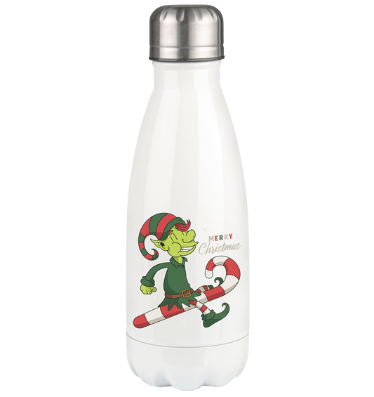 Weihnacht Design Netter Weihnachtself  mit Zuckerstange Merry Christmas - Thermoflasche 350ml