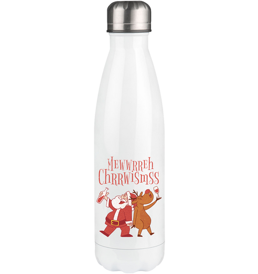 Betrunkerner Nikolaus mit Rentier - Thermoflasche 500ml