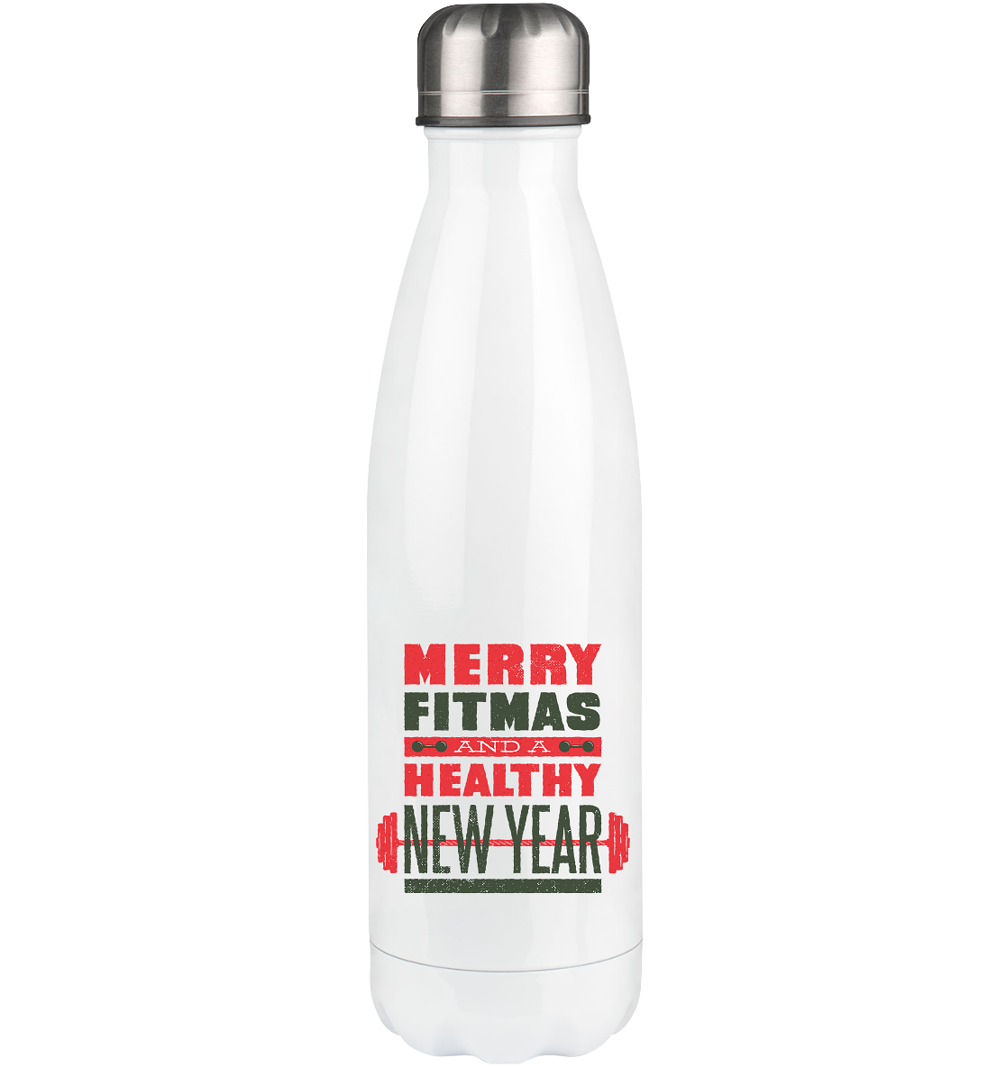 Weihnachtliches Design, Gym, Merry Fitmas and a Healthy New Year - Thermoflasche 500ml