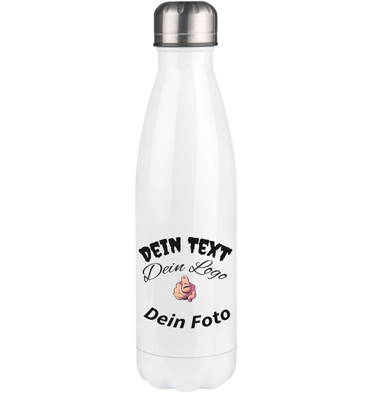 Dein Text ,Dein Logo,Dein Foto , Wunsch Design zum selbst gestalten - Thermoflasche 500ml