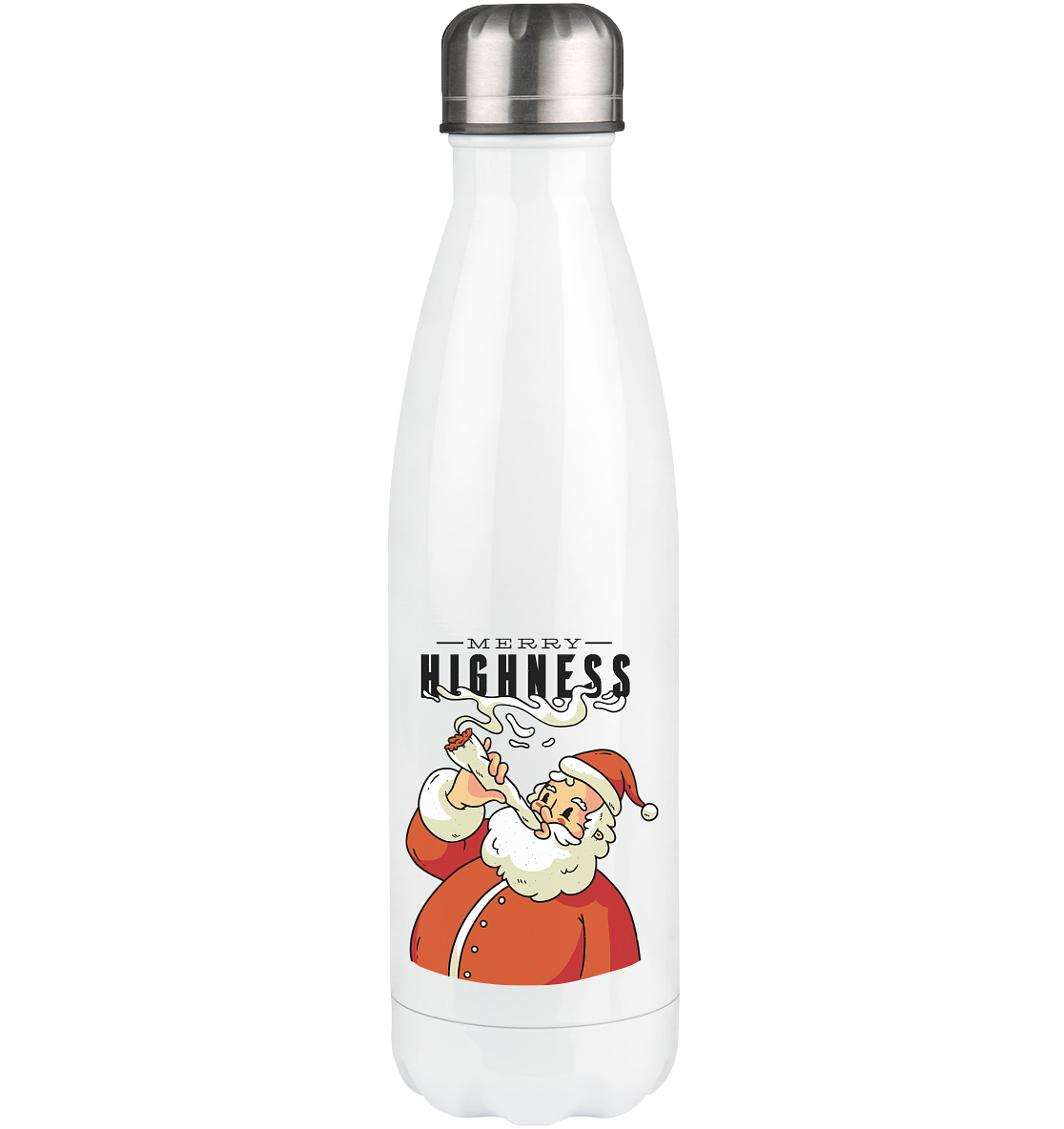 Weihnachten Kiffender Weihnachtsmann Nikolaus Merry Highness - Thermoflasche 500ml