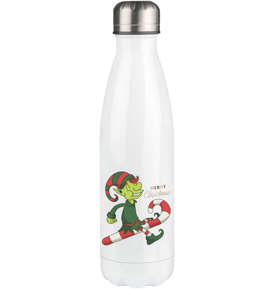 Weihnacht Design Netter Weihnachtself  mit Zuckerstange Merry Christmas - Thermoflasche 500ml