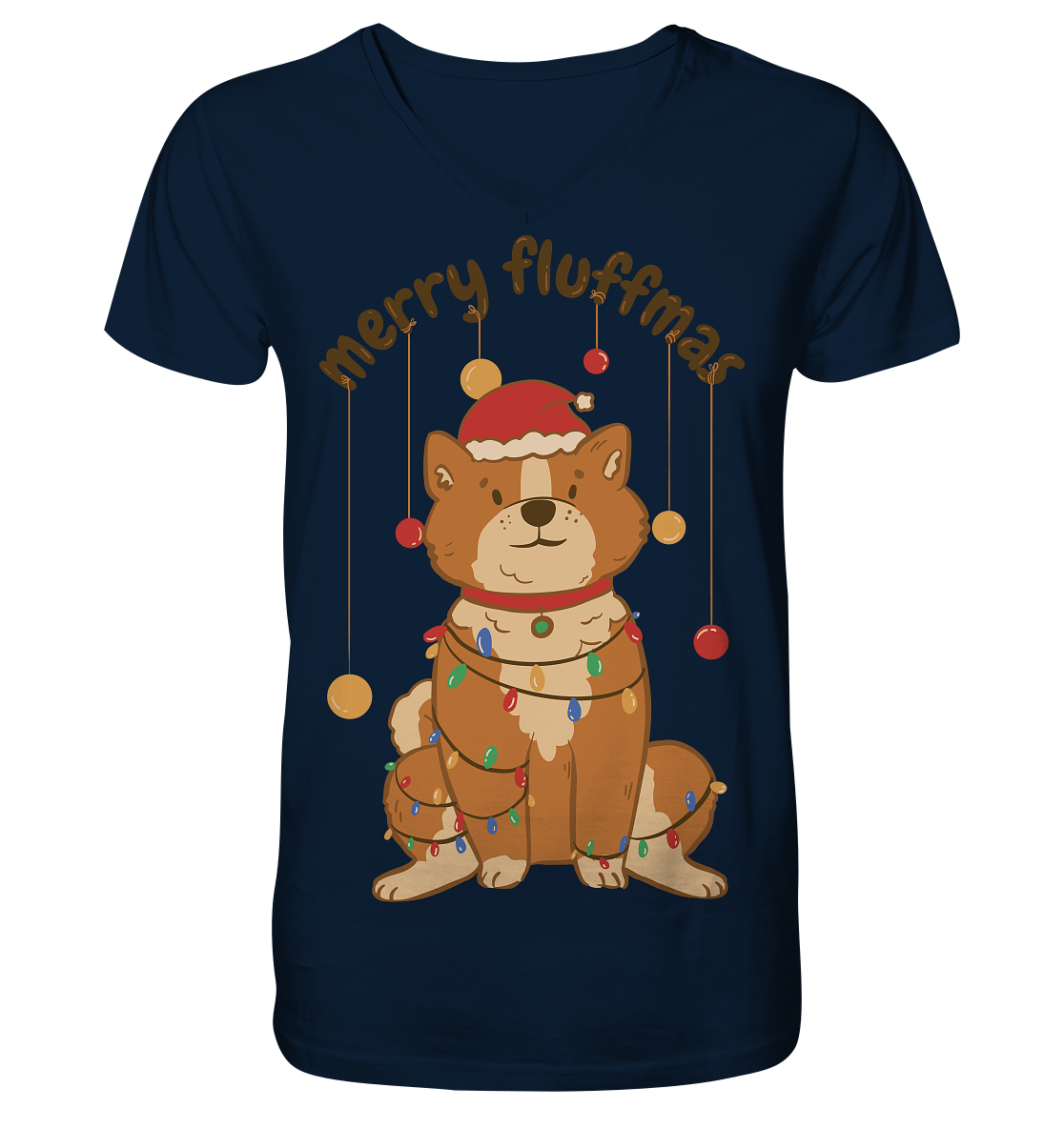 Weihnachtliches Motiv Fun Merry Fluffmas - V-Neck Shirt