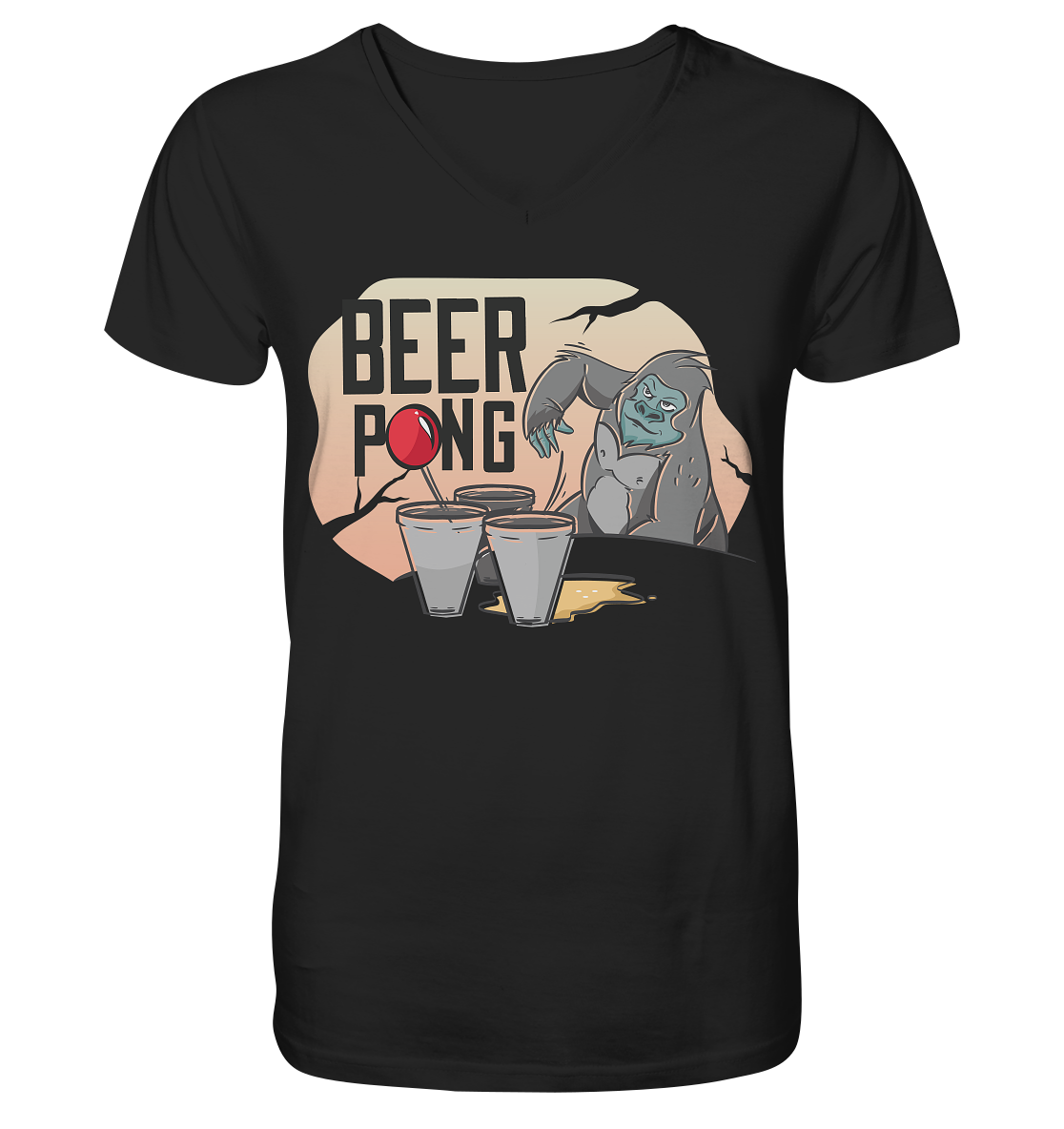 Bier - Beer Pong Gorilla  - V-Neck Shirt