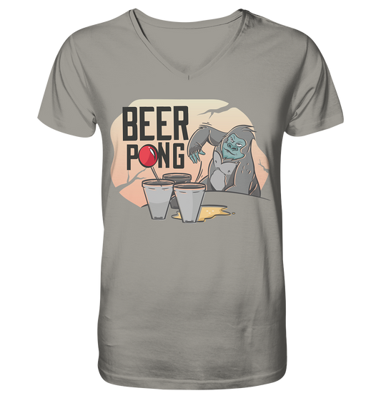 Beer - Beer Pong Gorilla - V-Neck Shirt