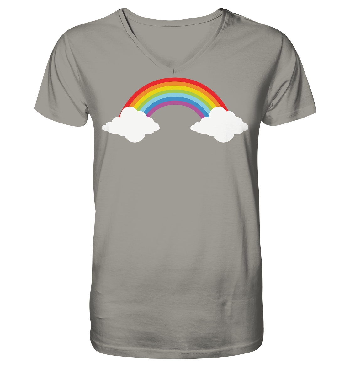 Regenbogen mit Wolken  - V-Neck Shirt