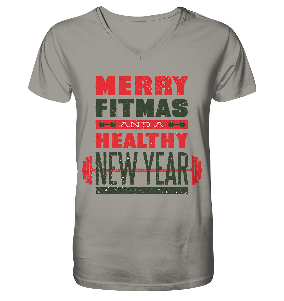 Weihnachtliches Design, Gym, Merry Fitmas and a Healthy New Year - V-Neck Shirt