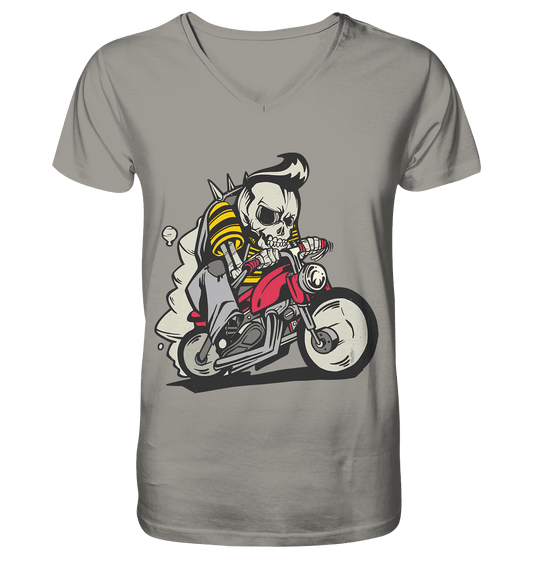 Motorradfahrer ,Biker Skelett - V-Neck Shirt - Online Kaufhaus München