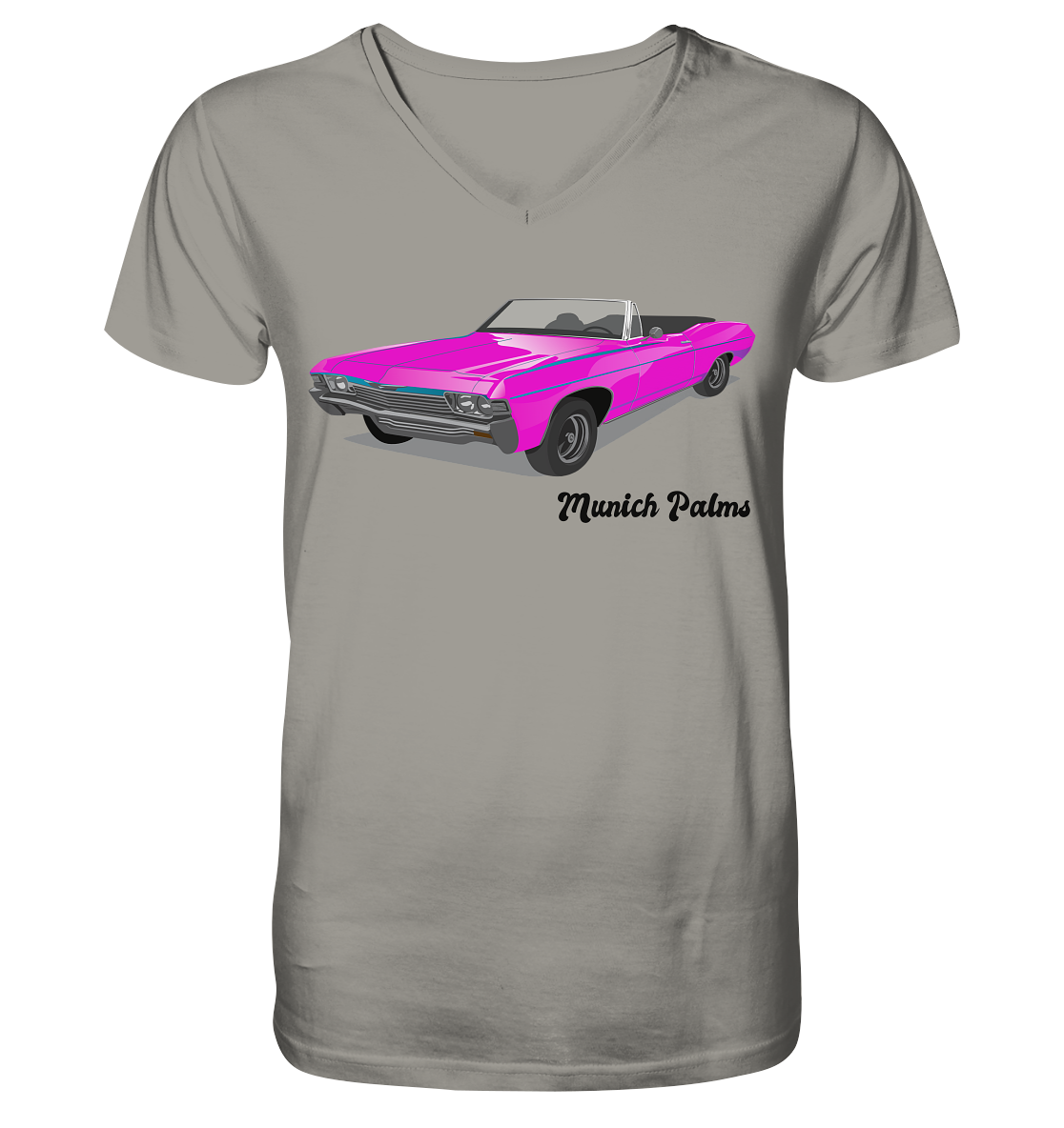 Pink Retro Classic Car Oldtimer, Car, Convertible by Munich Palms - V-Neck Shirt