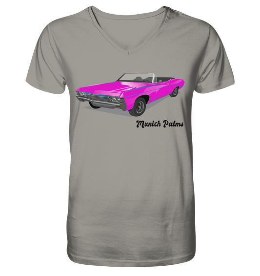 Pink Retro Classic Car Oldtimer, Car, Convertible by Munich Palms - V-Neck Shirt