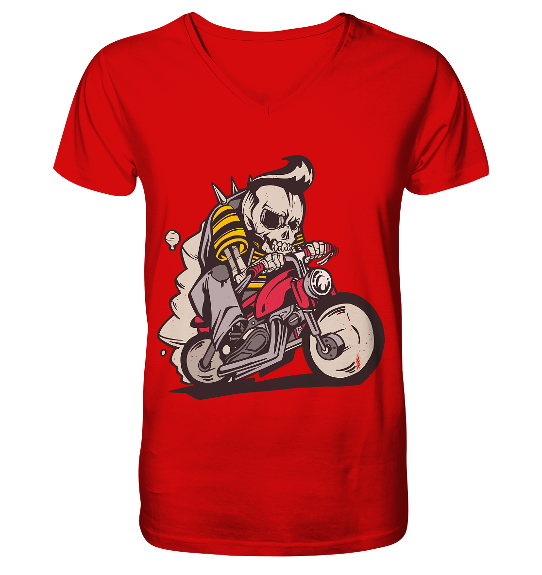 Motorradfahrer ,Biker Skelett  - V-Neck Shirt