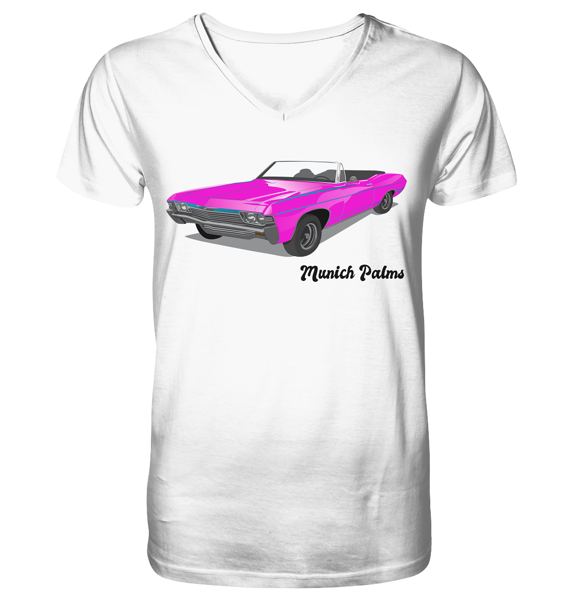 Pink Retro Classic Car Oldtimer, Car, Convertible by Munich Palms - V-Neck Shirt