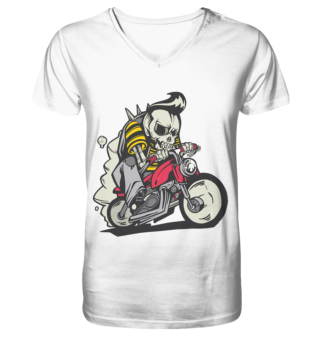 Motorradfahrer ,Biker Skelett  - V-Neck Shirt