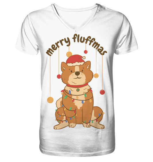 Weihnachtliches Motiv Fun Merry Fluffmas - V-Neck Shirt