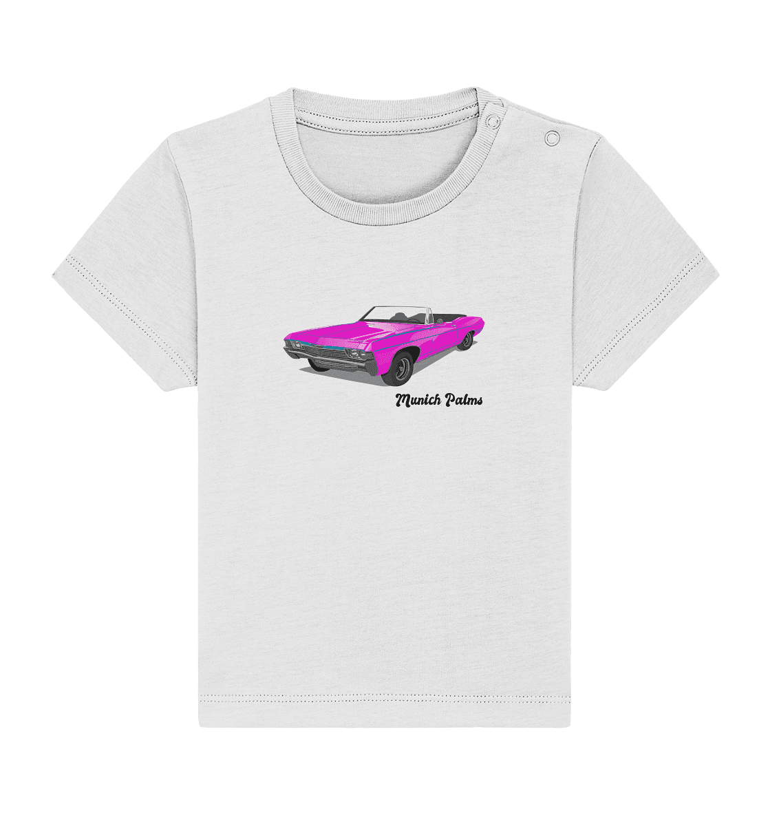 Pink Retro Classic Car Oldtimer , Auto ,Cabrio by Munich Palms - Baby Organic Shirt - Online Kaufhaus München