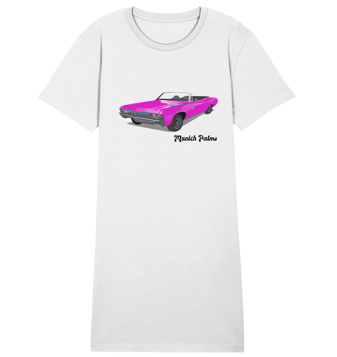Pink Retro Classic Car Oldtimer , Auto ,Cabrio by Munich Palms - Ladies Organic Shirt Dress - Online Kaufhaus München