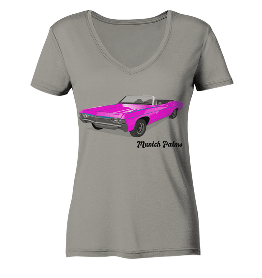 Pink Retro Classic Car Oldtimer , Auto ,Cabrio by Munich Palms - Ladies V-Neck Shirt - Online Kaufhaus München